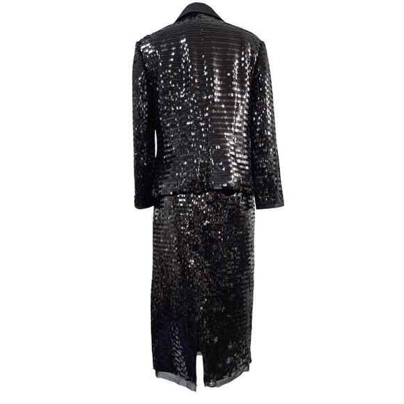 Vtg The Limited Black Paillette Sequins Skirt Set Suit Fully Lined Sz M Evening - Picture 3 of 7